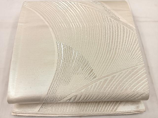 平和屋着物◎六通柄袋帯 流線文 銀糸 正絹 逸品 BAAW1503mz
