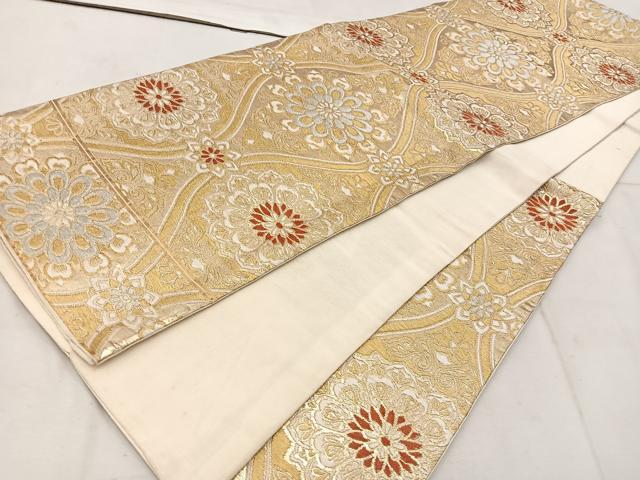 平和屋着物◎六通柄　京袋帯　立涌花文　金糸　正絹　逸品　BAAW1505mz