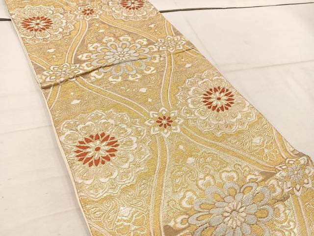 平和屋着物◎六通柄　京袋帯　立涌花文　金糸　正絹　逸品　BAAW1505mz