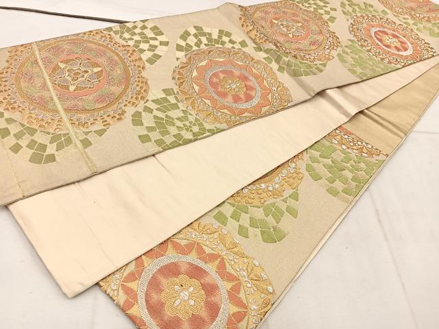 平和屋着物◎六通柄袋帯　草花文　金銀糸　正絹　逸品　BAAW1507mz
