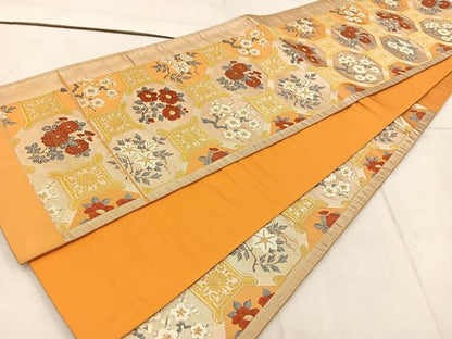 平和屋着物◎西陣　六通柄袋帯　蜀江花文　金銀糸　証紙付き　正絹　逸品　BAAW1513mz