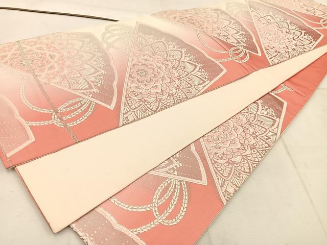 平和屋着物◎六通柄袋帯 唐織 宝相華 銀糸 正絹 逸品 BAAW1515mz