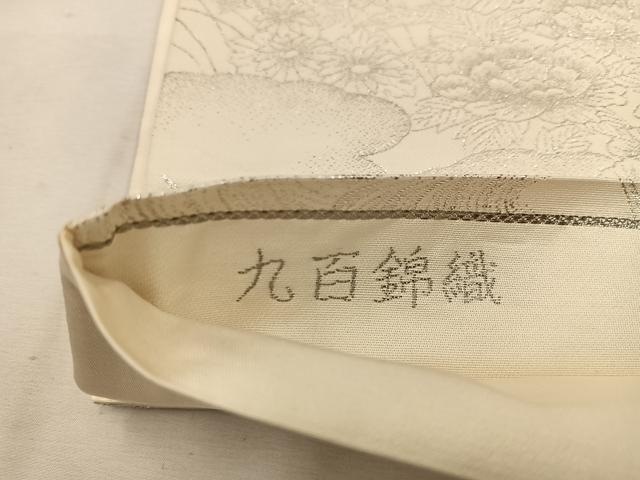 平和屋着物◎六通柄袋帯　九百錦織　風景花文　プラチナ二重箔　正絹　逸品　BAAW1523mz