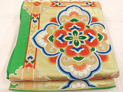 平和屋着物◎六通柄袋帯　唐織　亀甲花文　金銀糸　正絹　逸品　BAAW1528mz