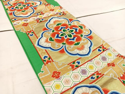 平和屋着物◎六通柄袋帯　唐織　亀甲花文　金銀糸　正絹　逸品　BAAW1528mz