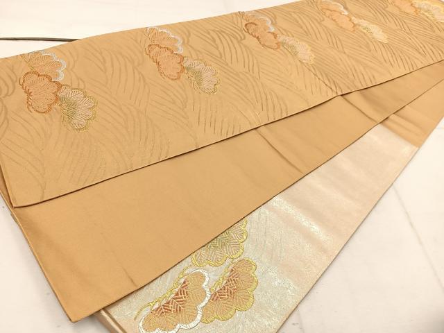 平和屋着物◎六通柄袋帯　雲取段寿松　金銀糸　正絹　逸品　BAAW1531mz
