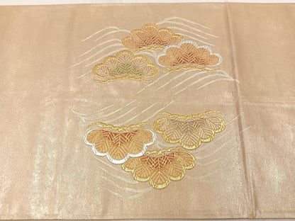 平和屋着物◎六通柄袋帯　雲取段寿松　金銀糸　正絹　逸品　BAAW1531mz