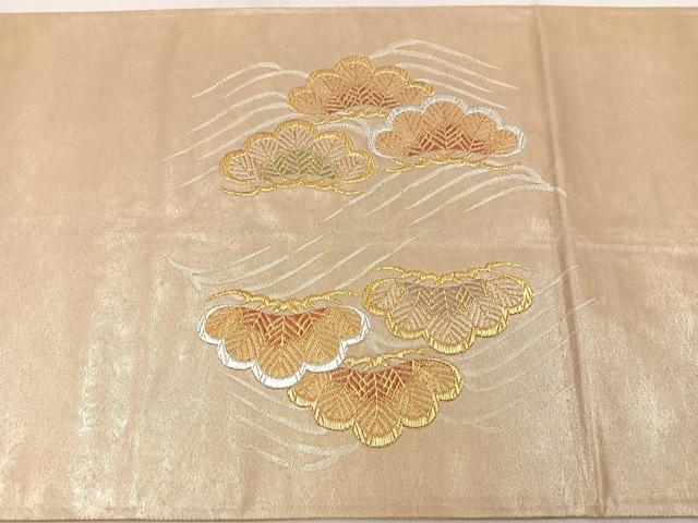 平和屋着物◎六通柄袋帯　雲取段寿松　金銀糸　正絹　逸品　BAAW1531mz