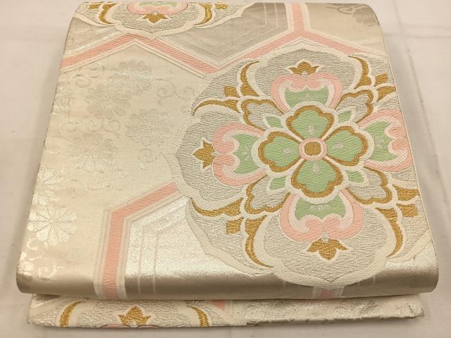 平和屋着物◎六通柄袋帯 唐織 亀甲花文 金銀糸 正絹 逸品 BAAW1536mz