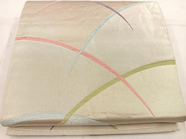 平和屋着物◎西陣　六通柄袋帯　唐織　芝草文　正絹　逸品　BAAW1539mz