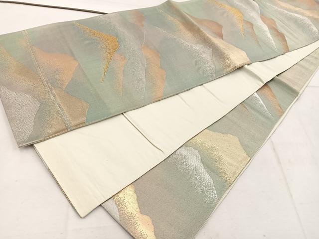 平和屋着物◎六通柄 京袋帯 遠山文 金銀糸 正絹 逸品 BAAW1549mz