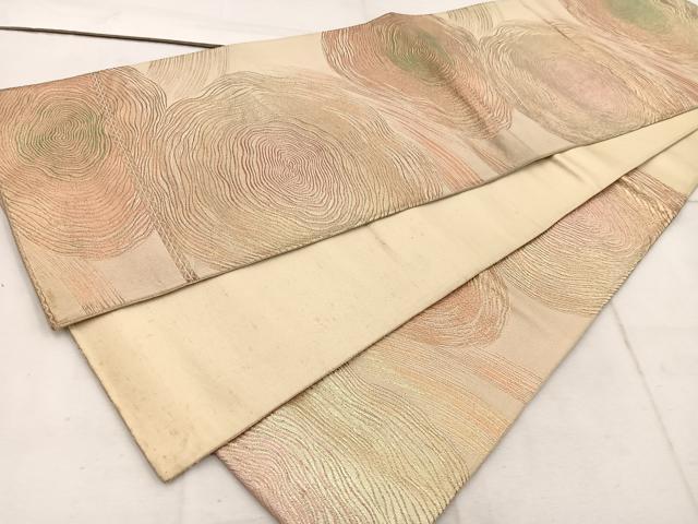 平和屋着物◎六通柄袋帯　幾何学文様　金銀糸　正絹　逸品　BAAW1552mz
