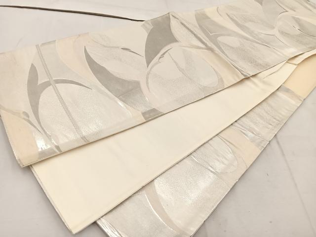 平和屋着物◎六通柄袋帯 飛鶴文 銀糸 正絹 逸品 BAAW1554mz