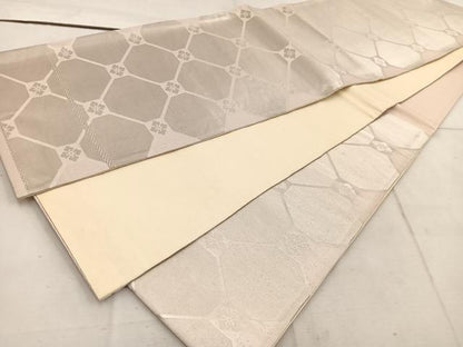平和屋着物◎六通柄袋帯 蜀江花文 銀糸 正絹 逸品 BAAW1561mz