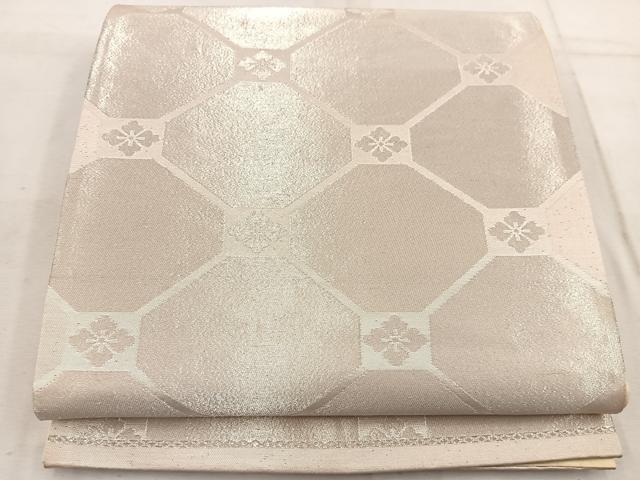 平和屋着物◎六通柄袋帯 蜀江花文 銀糸 正絹 逸品 BAAW1561mz