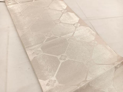 平和屋着物◎六通柄袋帯 蜀江花文 銀糸 正絹 逸品 BAAW1561mz