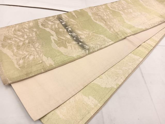 平和屋着物◎六通柄袋帯 霞樹林文 金糸 正絹 逸品 BAAW1564mz