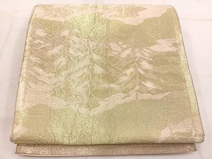 平和屋着物◎六通柄袋帯 霞樹林文 金糸 正絹 逸品 BAAW1564mz