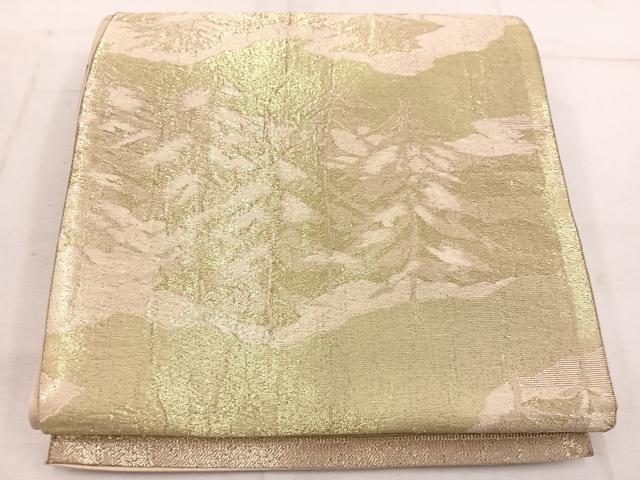 平和屋着物◎六通柄袋帯 霞樹林文 金糸 正絹 逸品 BAAW1564mz
