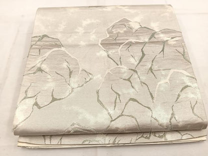 平和屋着物◎六通柄袋帯 幾何学文様 銀糸 引箔 正絹 逸品 BAAW1569mz