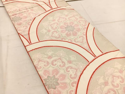 平和屋着物◎六通柄袋帯 唐織 作家物 北野つづれ 銀糸 正絹 逸品 BAAW1574mz