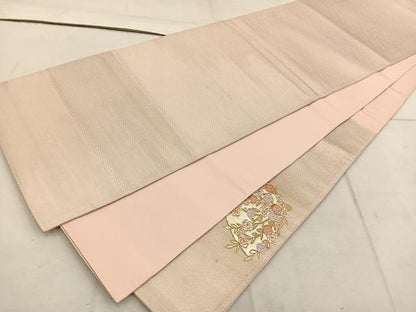 平和屋着物◎太鼓柄袋帯 刺繍 花笠 金銀彩 正絹 逸品 BAAW1575mz