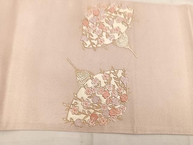 平和屋着物◎太鼓柄袋帯 刺繍 花笠 金銀彩 正絹 逸品 BAAW1575mz