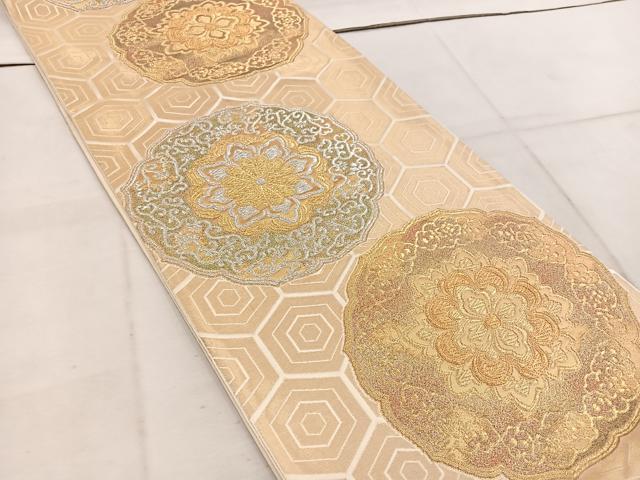 平和屋着物◎六通柄袋帯 作家物 正倉院 金銀糸 正絹 逸品 BAAW1577mz