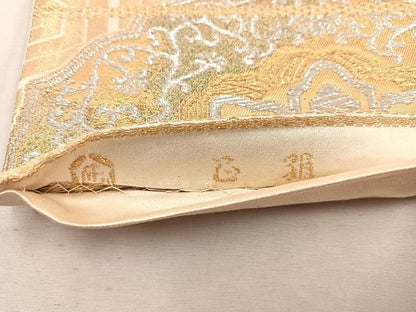 平和屋着物◎六通柄袋帯 作家物 正倉院 金銀糸 正絹 逸品 BAAW1577mz