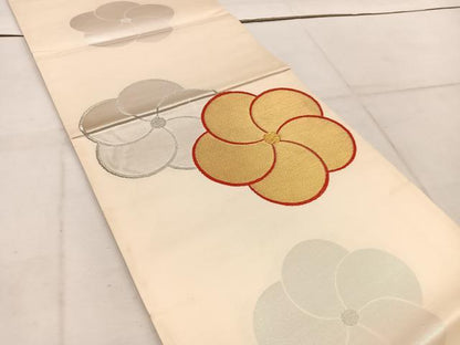 平和屋着物◎六通柄袋帯 梅 金銀糸 正絹 逸品 未使用 BAAW1582mz