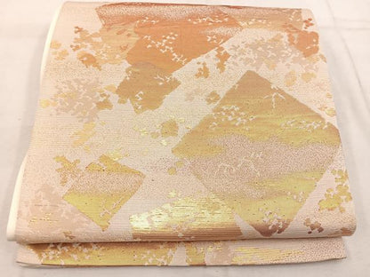 平和屋着物◎六通柄袋帯 彩華美匠錦 色紙重ね文 金糸 正絹 逸品 BAAW1589mz