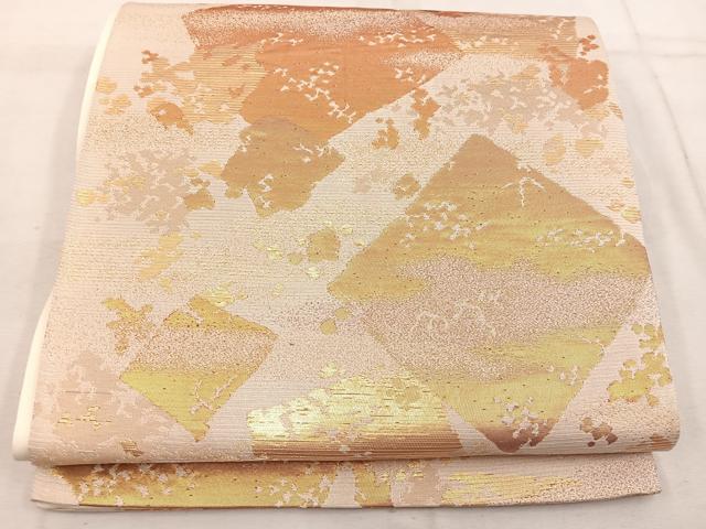 平和屋着物◎六通柄袋帯 彩華美匠錦 色紙重ね文 金糸 正絹 逸品 BAAW1589mz