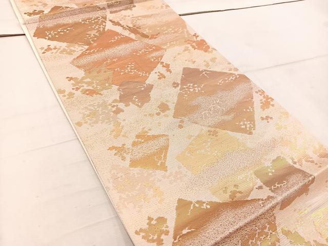 平和屋着物◎六通柄袋帯 彩華美匠錦 色紙重ね文 金糸 正絹 逸品 BAAW1589mz