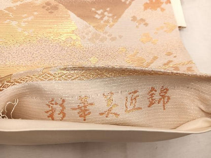 平和屋着物◎六通柄袋帯 彩華美匠錦 色紙重ね文 金糸 正絹 逸品 BAAW1589mz