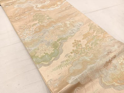 平和屋着物◎六通柄袋帯 光琳 金銀糸 正絹 逸品 BAAW1592mz