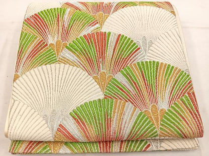 平和屋着物◎六通柄袋帯 菊青海波 金銀糸 正絹 逸品 BAAW1597mz