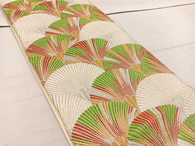 平和屋着物◎六通柄袋帯 菊青海波 金銀糸 正絹 逸品 BAAW1597mz