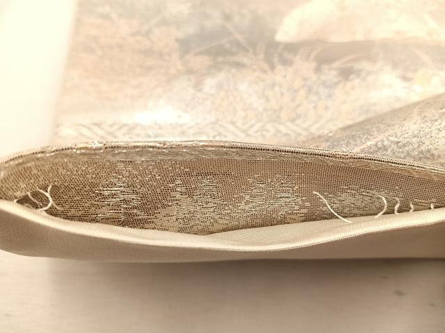 平和屋着物◎六通柄袋帯 京洛錦 飛鶴枝葉文 二重引箔 金銀糸 正絹 逸品 BAAW1602mz