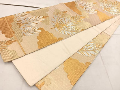 平和屋着物◎六通柄袋帯　唐織　雲取り草葉文　金銀糸　正絹　逸品　BAAW1605mz