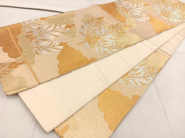 平和屋着物◎六通柄袋帯　唐織　雲取り草葉文　金銀糸　正絹　逸品　BAAW1605mz