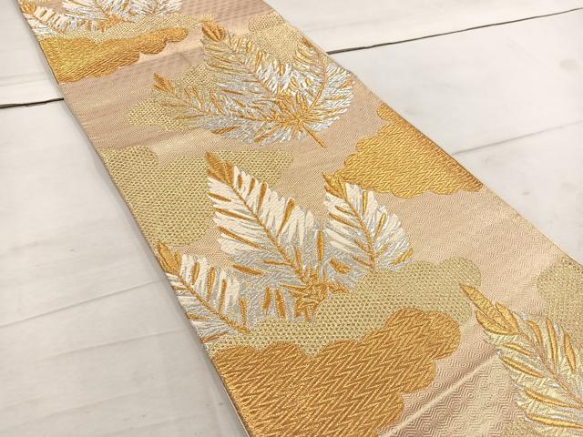 平和屋着物◎六通柄袋帯　唐織　雲取り草葉文　金銀糸　正絹　逸品　BAAW1605mz