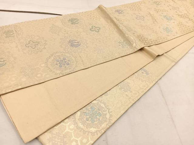 平和屋着物◎六通柄袋帯　鳳凰花文　金糸　正絹　逸品　BAAW1607mz