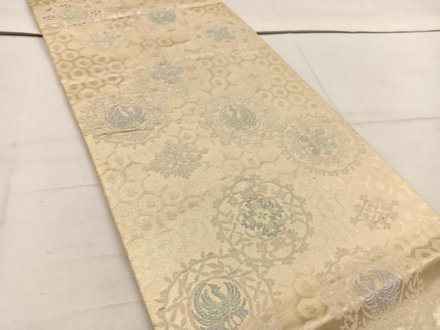 平和屋着物◎六通柄袋帯　鳳凰花文　金糸　正絹　逸品　BAAW1607mz