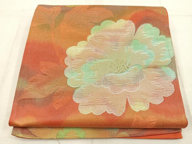 平和屋着物◎西陣 六通柄袋帯 牡丹 金糸 正絹 逸品 BAAW1615mz