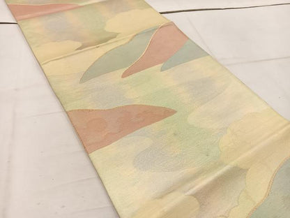 平和屋着物◎六通柄袋帯　遠山文　金糸　正絹　逸品　BAAW1620mz