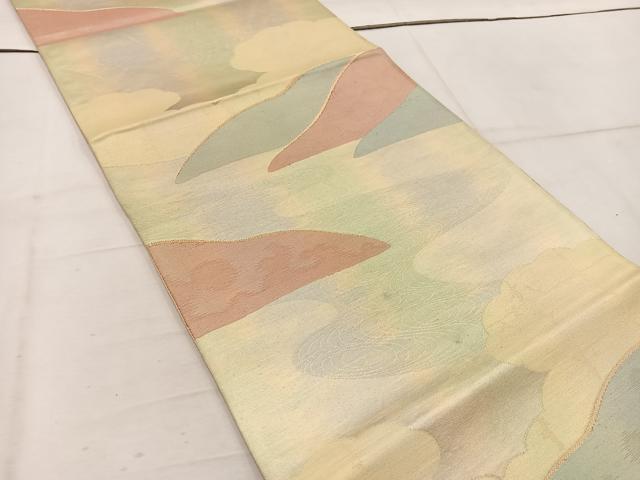 平和屋着物◎六通柄袋帯　遠山文　金糸　正絹　逸品　BAAW1620mz