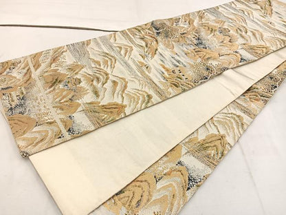 平和屋着物◎全通柄袋帯　樹林風景文　金銀糸　正絹　逸品　BAAW1624mz