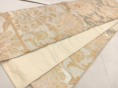 平和屋着物◎六通柄袋帯 更紗花文 金銀糸 正絹 逸品 BAAW1630mz