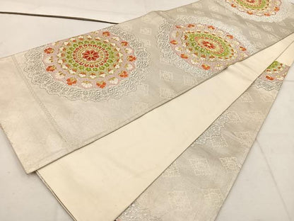平和屋着物◎六通柄袋帯 宝相華 金銀糸 正絹 逸品 BAAW1632mz