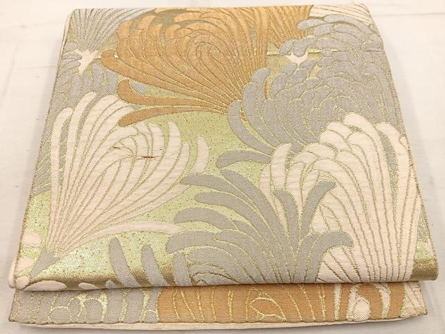 平和屋着物◎六通柄 京袋帯 草葉文 金銀糸 正絹 逸品 BAAW1634mz